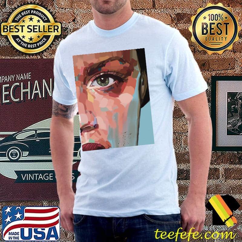 Colourful close up face portrait artwork shirt