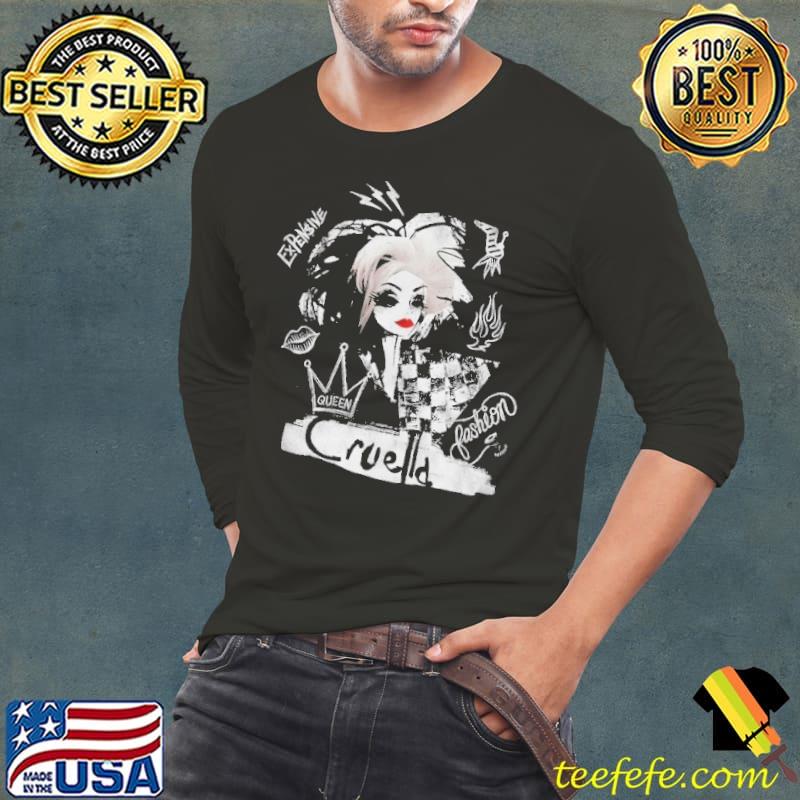 Cruella artsy disney classic art portrait collage gift Long Sleeve Tee Cruella artsy disney classic art portrait collage gift Long Sleeve Tee