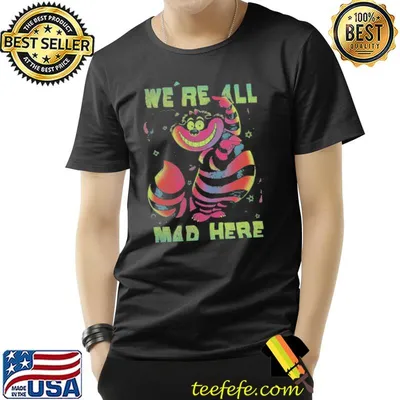Disney alice in wonderland cheshire cat neon all mad here gift shirt