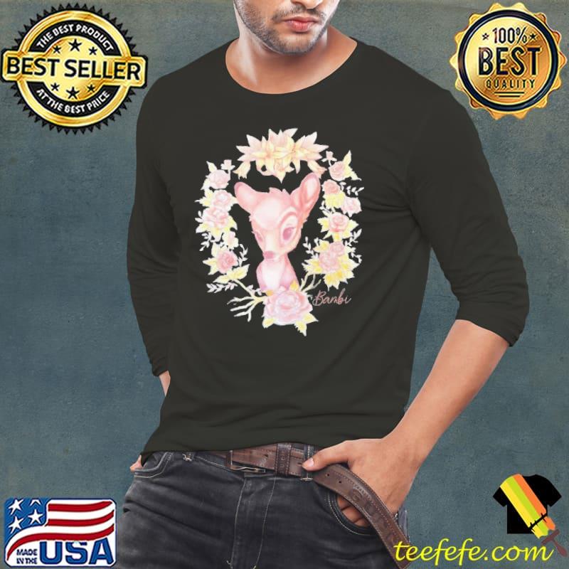 Disney bambI floral watercolor portrait Long Sleeve Tee Disney bambI floral watercolor portrait Long Sleeve Tee