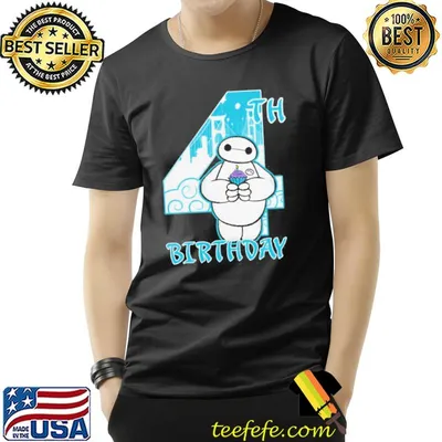 Disney big hero 6 baymax 4th birthday cupcake portrait shirt