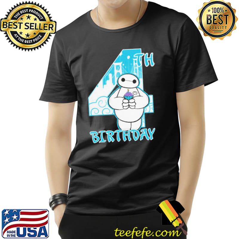 Disney big hero 6 baymax 4th birthday cupcake portrait shirt Disney big hero 6 baymax 4th birthday cupcake portrait shirt