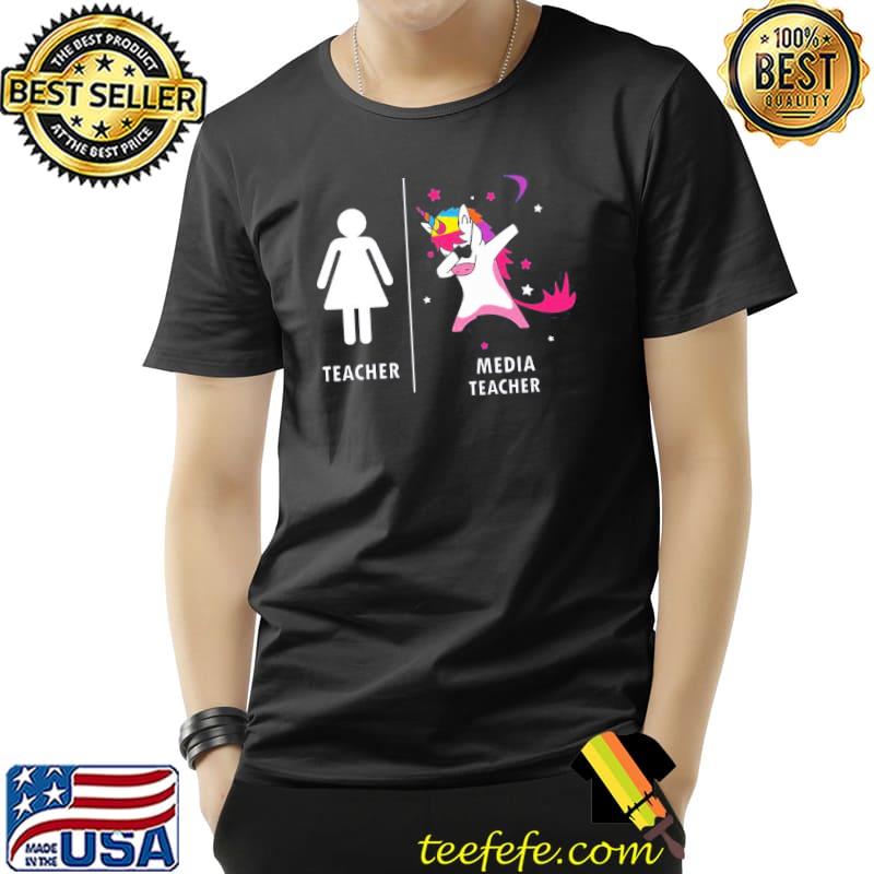 Funny media teacher unicorn dabbing shirt