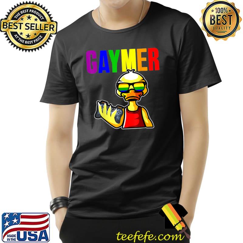Gaymer Gay Pride Flag Gamer LGBTQ Video Game Duck Lover T-Shirt