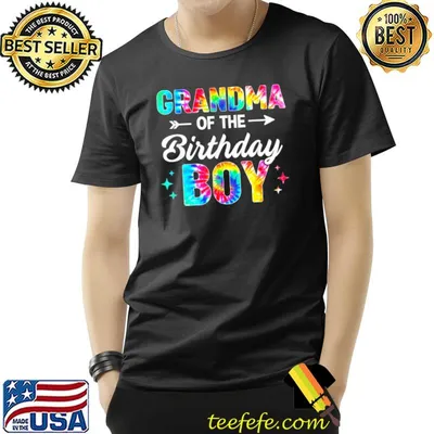 Grandma of the birthday boy tie dye family matching shirt