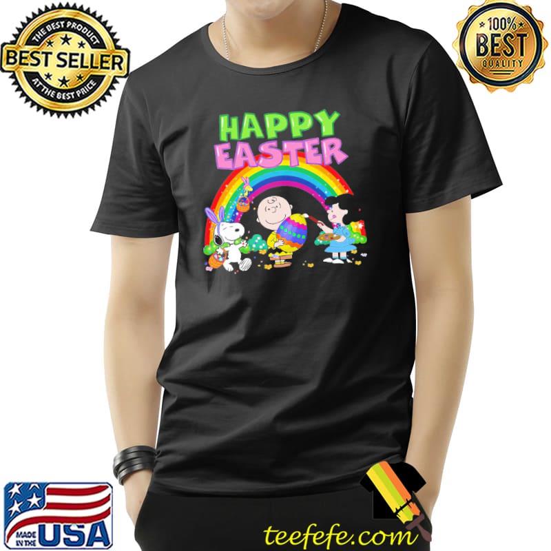 Happy easter charlie brown snoopy woodstock peanut rainbow shirt