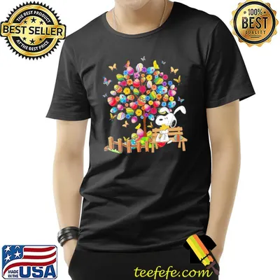 Happy Easter eggs butterflies snoopy woodstock shirt