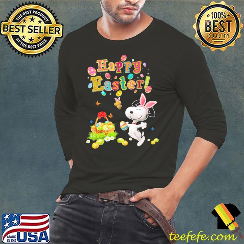 Happy easter snoopy woodstock eggs butterflies Long Sleeve Tee Happy easter snoopy woodstock eggs butterflies Long Sleeve Tee