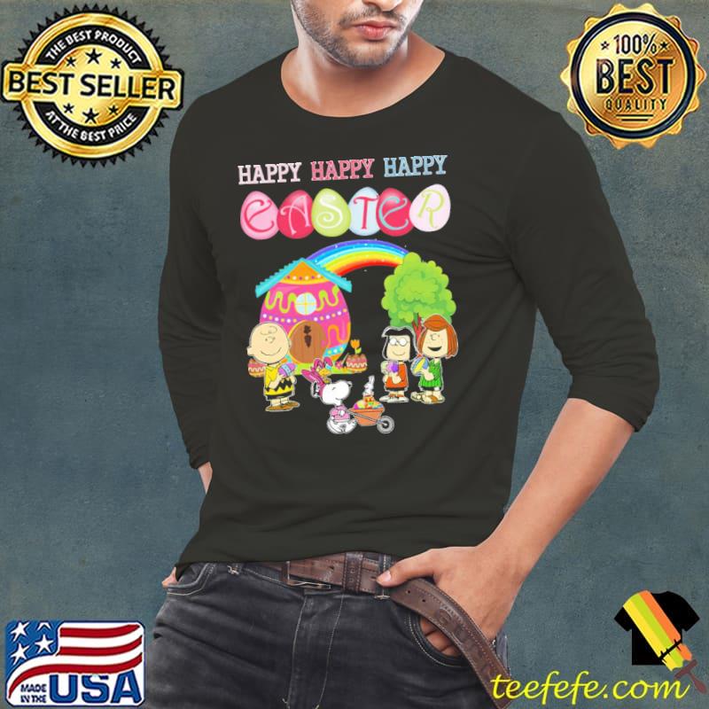 Happy easter snoopy woodstock peanut eggs rainbow Long Sleeve Tee Happy easter snoopy woodstock peanut eggs rainbow Long Sleeve Tee