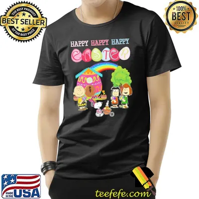 Happy easter snoopy woodstock peanut eggs rainbow shirt