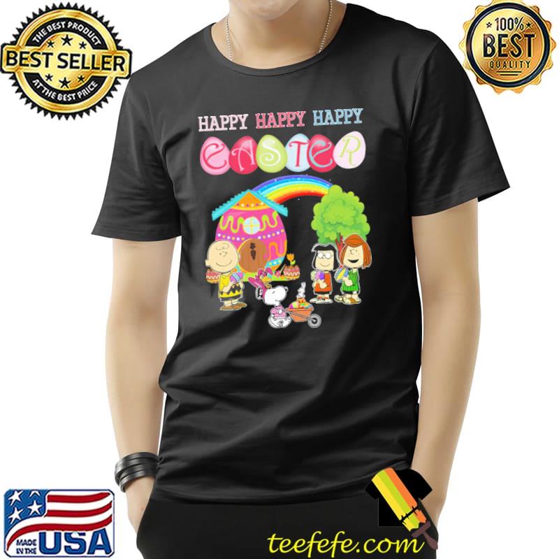 Happy easter snoopy woodstock peanut eggs rainbow shirt