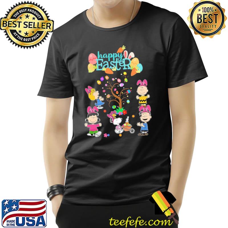 Happy easter snoopy woodstock rabbit eggs peanut shirt