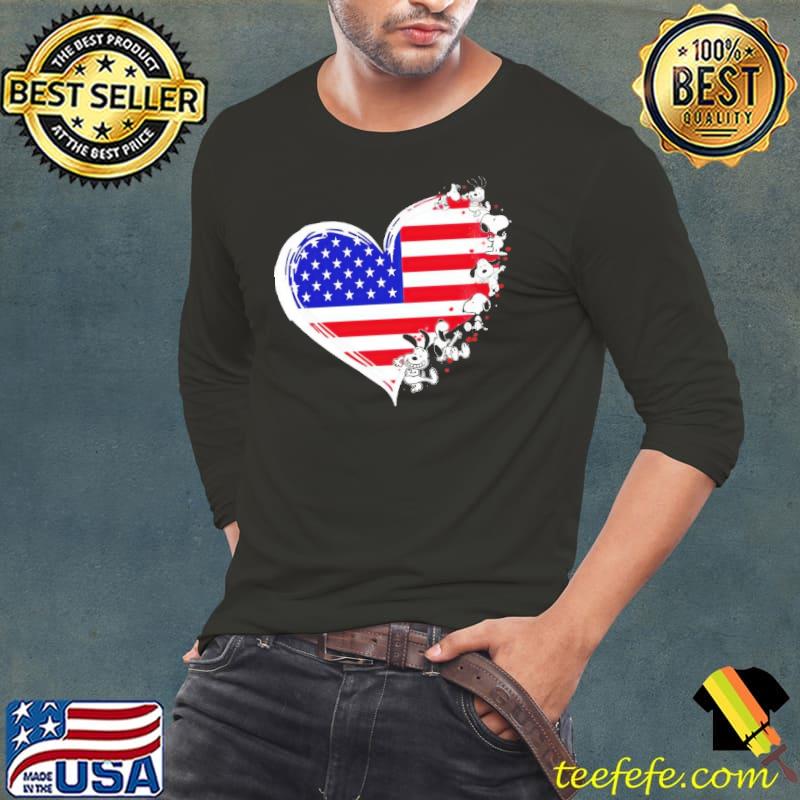 Heart America Flag Snoopy Shirt Long Sleeve Tee Heart America Flag Snoopy Shirt Long Sleeve Tee