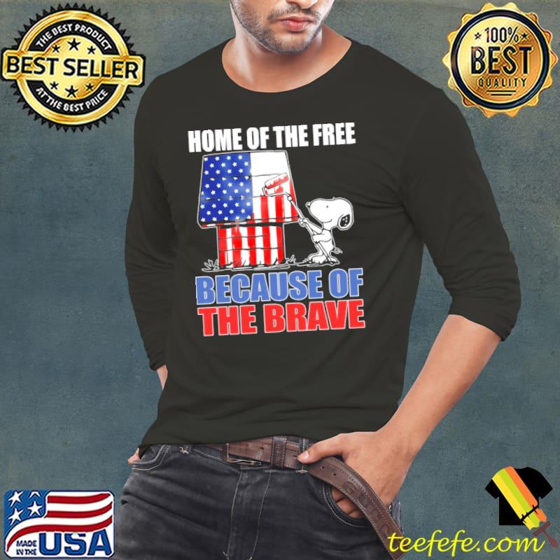 Home Of The Free Because Of The Brave America Flag Snoopy Shirt Long Sleeve Tee Home Of The Free Because Of The Brave America Flag Snoopy Shirt Long Sleeve Tee