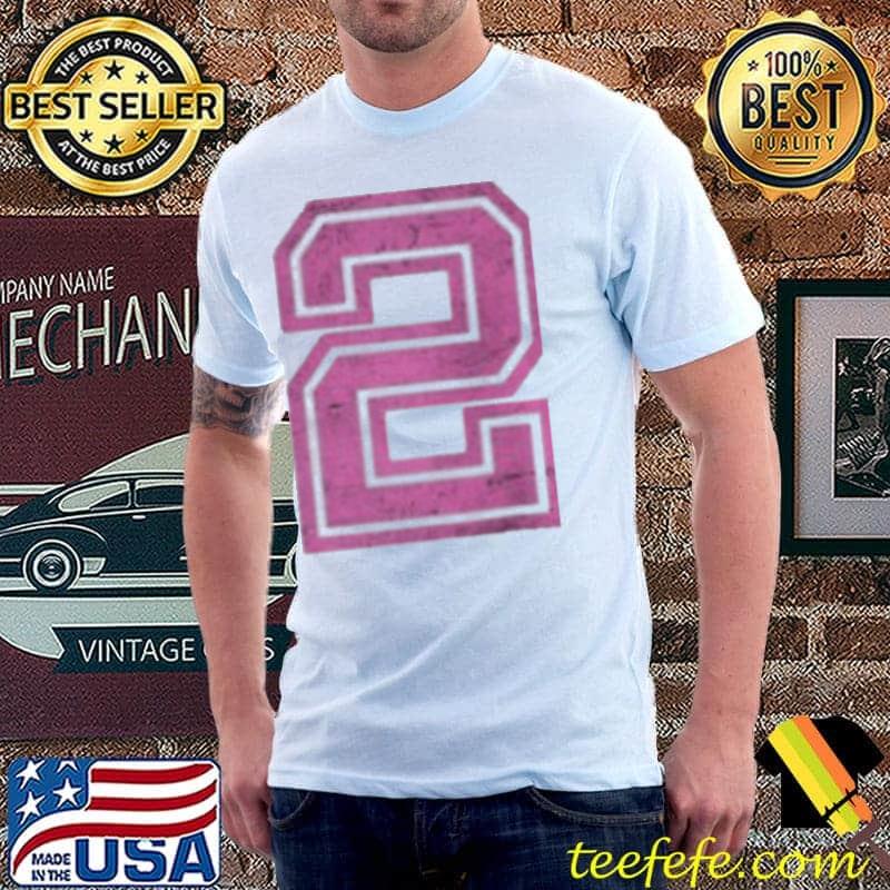 Hot pink retro sports jersey lucky number #2 distressed shirt