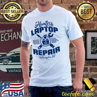HUNTER'S LAPTOP REPAIR - parody shop politics conservative Premium T-Shirt
