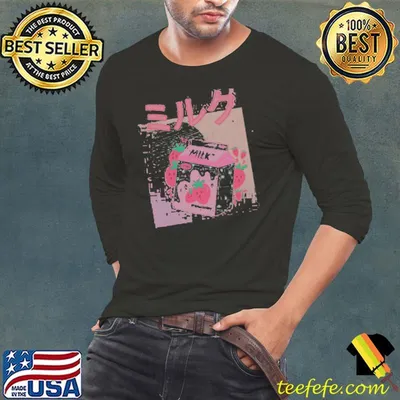 Japanese aesthetics kawaiI strawberry milk shake shirt