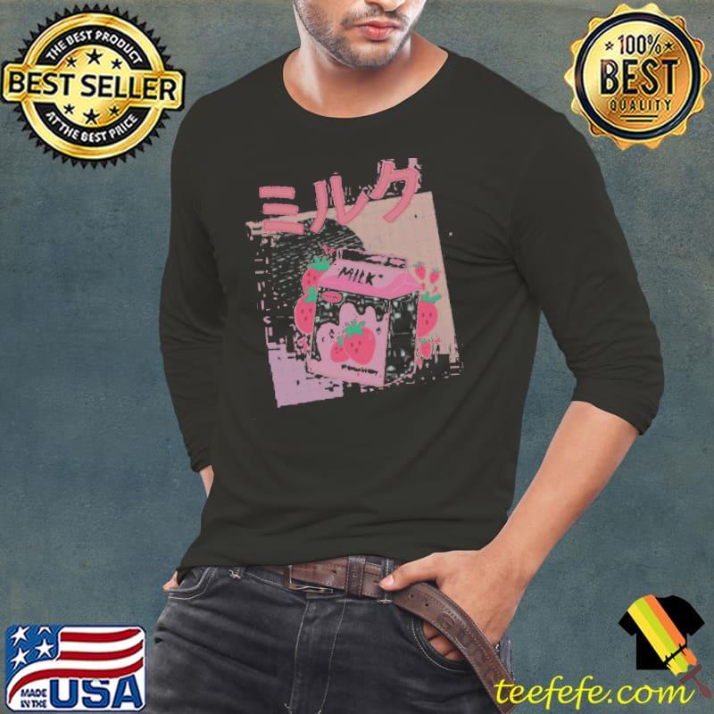 Japanese aesthetics kawaiI strawberry milk shake shirt