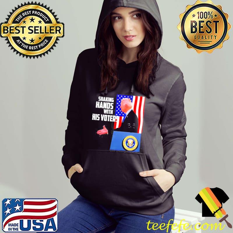 Joe Biden American flag president shaking hand with his voters Hoodie Joe Biden American flag president shaking hand with his voters Hoodie