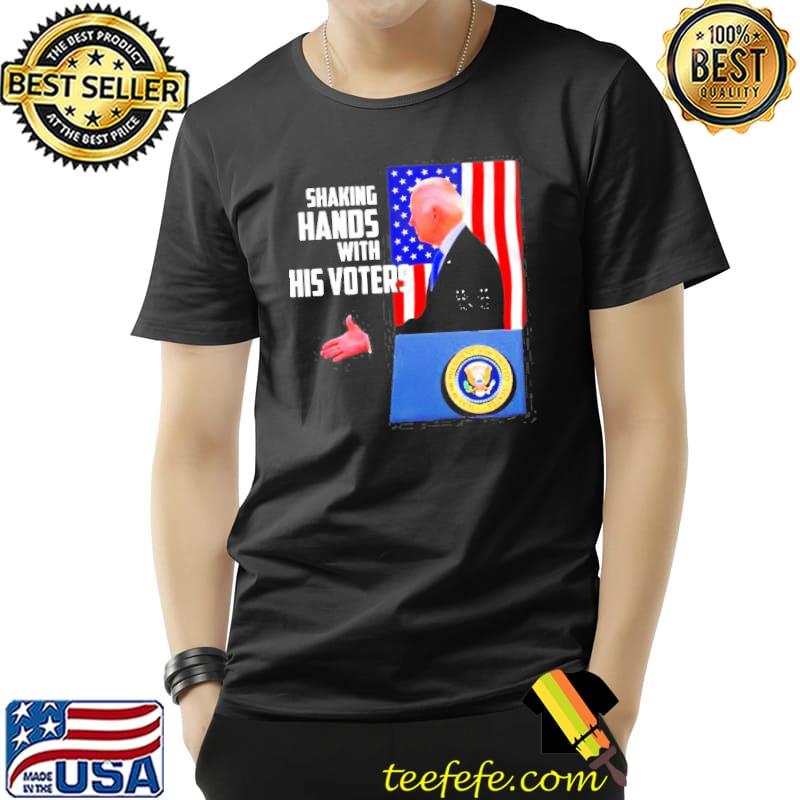 Joe Biden American flag president shaking hand with his voters shirt Joe Biden American flag president shaking hand with his voters shirt