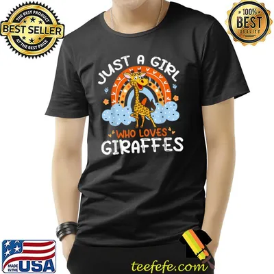 Just A Girl Who Loves Giraffes Cute Giraffe Flowers Rainbow T-Shirt