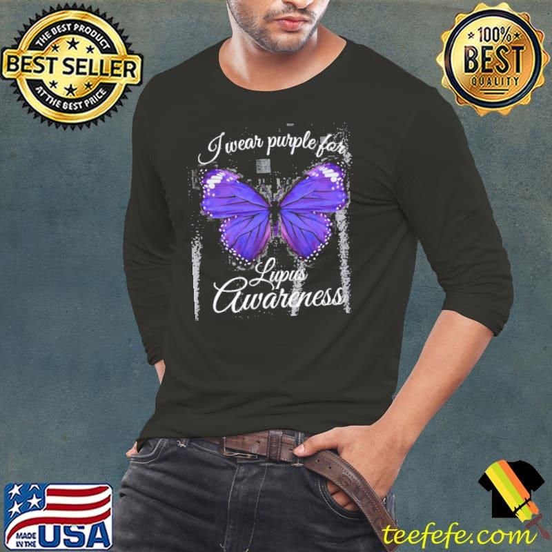 Lupus Awareness I Wear Purple For Butterfly Shirt Long Sleeve Tee Lupus Awareness I Wear Purple For Butterfly Shirt Long Sleeve Tee