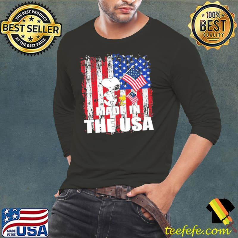 Made in the usa america flag snoopy woodstock Long Sleeve Tee Made in the usa america flag snoopy woodstock Long Sleeve Tee