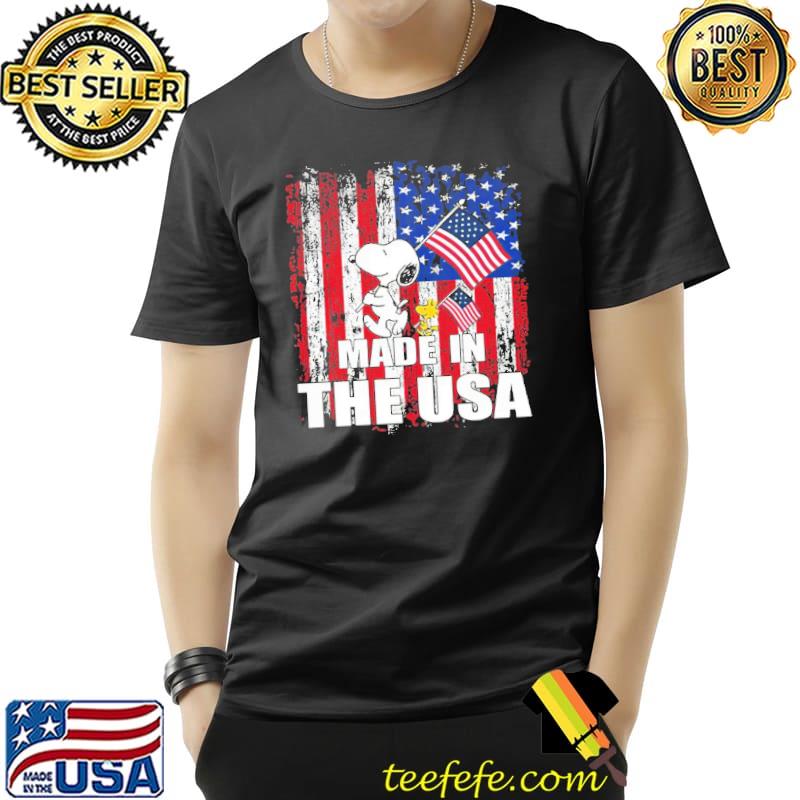Made in the usa america flag snoopy woodstock shirt Made in the usa america flag snoopy woodstock shirt