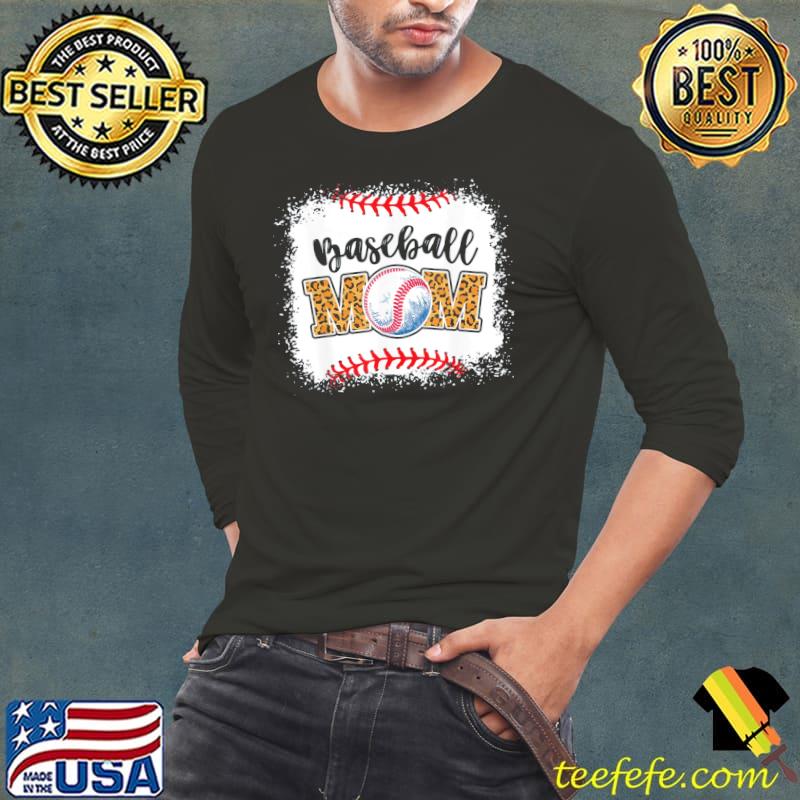 Mothers Day Distressed Leopard Pattern Baseball Mom T-Shirt