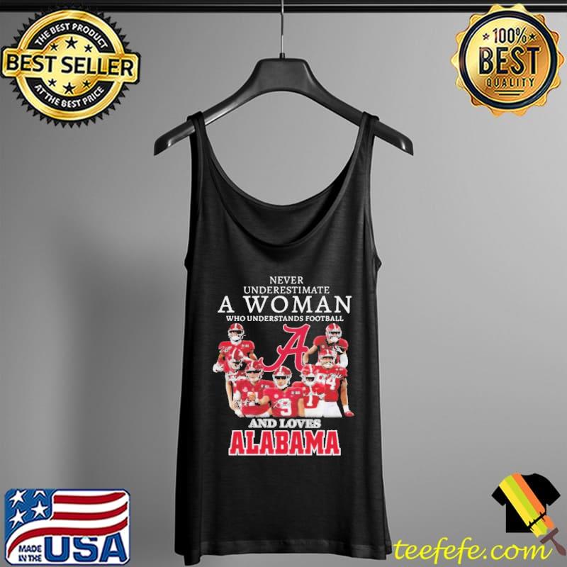 Never underestimate a woman who understands Football and loves Alabama crimson tide signatures 2022 Tank Top Never underestimate a woman who understands Football and loves Alabama crimson tide signatures 2022 Tank Top