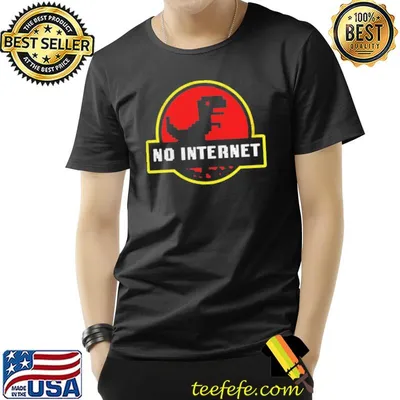 No internet dinosaur park logo parody distressed shirt
