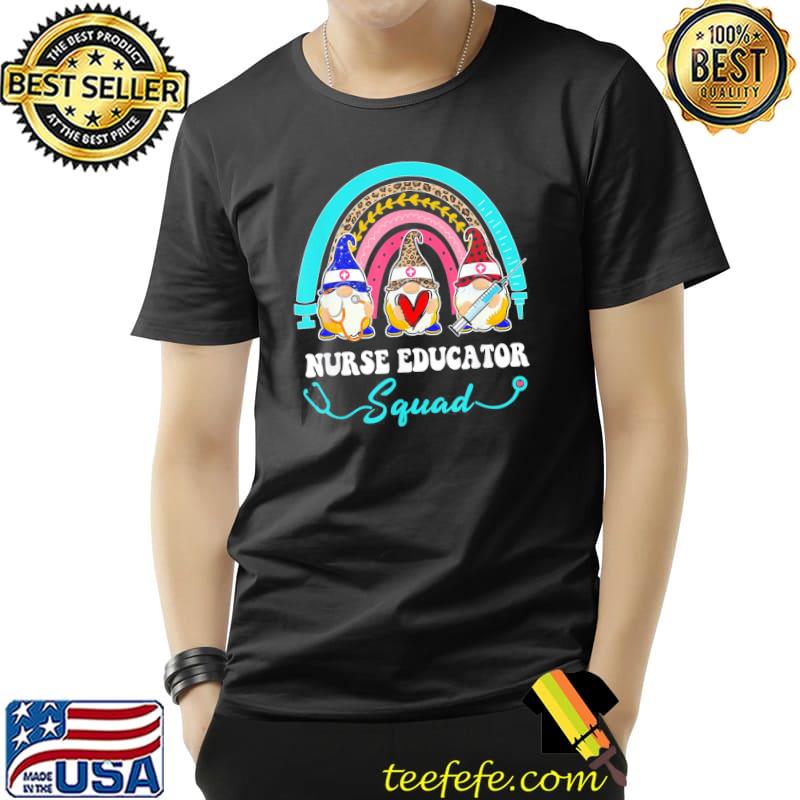 Nurse squad leopard rainbow gnome nurse educator shirt