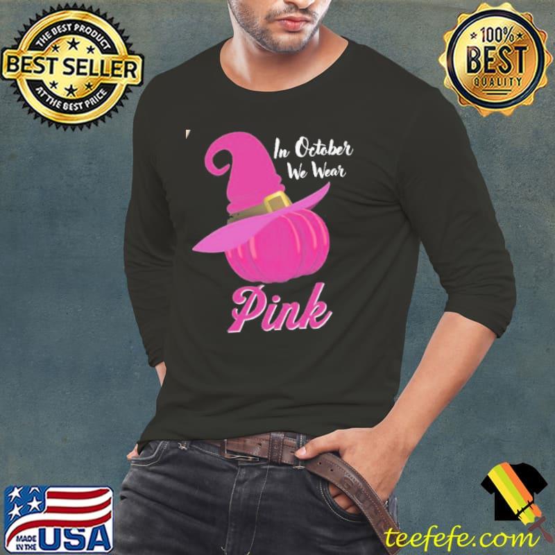 October wear pink halloween witch pumpkin breast cancer vintage Long Sleeve Tee October wear pink halloween witch pumpkin breast cancer vintage Long Sleeve Tee