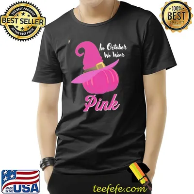 October wear pink halloween witch pumpkin breast cancer vintage shirt