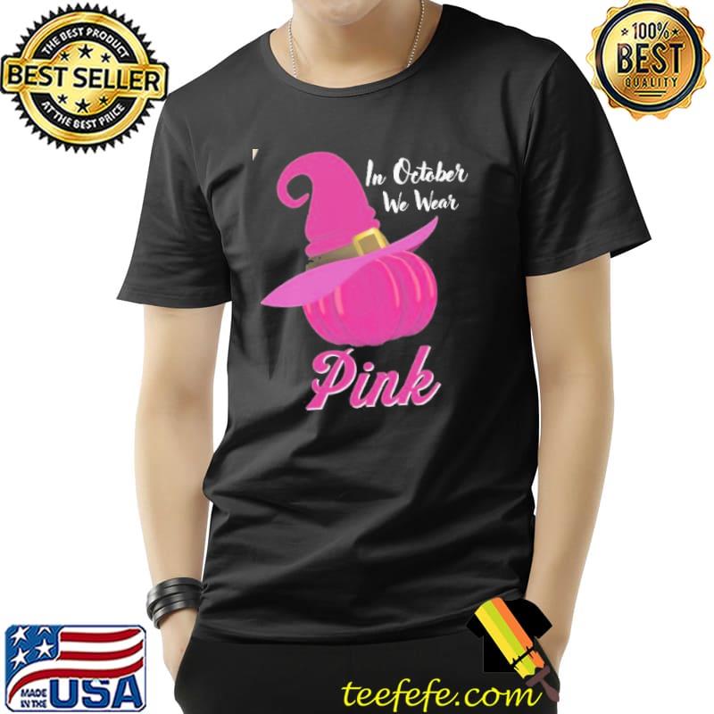 October wear pink halloween witch pumpkin breast cancer vintage shirt October wear pink halloween witch pumpkin breast cancer vintage shirt