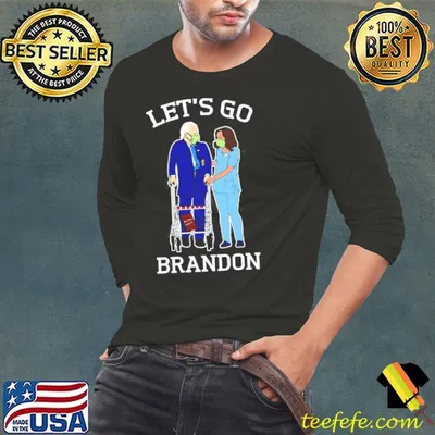 Patient Biden with nurse Harris let's go brandon shirt