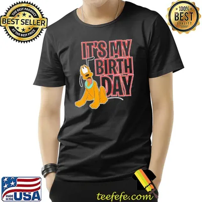 Pluto Dog Portrait Its My Birthday Disney Vintage Unisex Gift T-Shirt