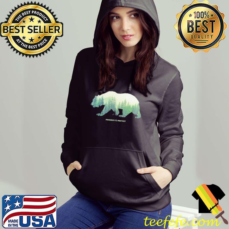 Preserve and protect nature double exposure bear silhouette trees forest save the environment clim Hoodie Preserve and protect nature double exposure bear silhouette trees forest save the environment clim Hoodie