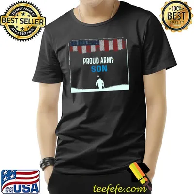 Proud Army SON US Flag badge soldier Military vintage LOVE T-shirt