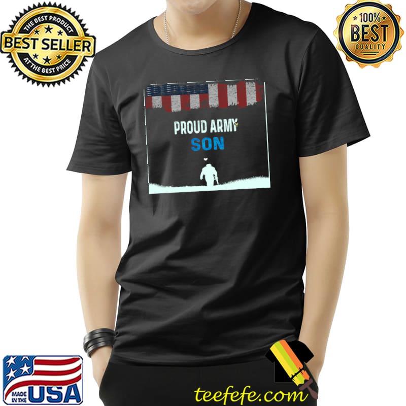 Proud Army SON US Flag badge soldier Military vintage LOVE T-shirt