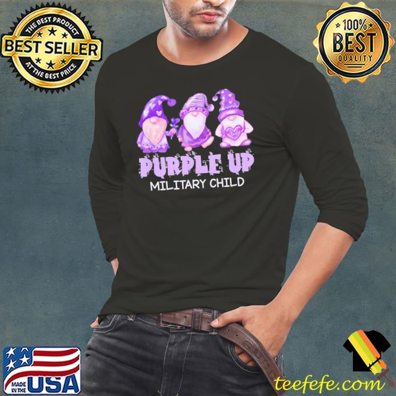 Purple Up For Military Kids Military Child Month Gnome T-Shirt Long Sleeve Tee Purple Up For Military Kids Military Child Month Gnome T-Shirt Long Sleeve Tee