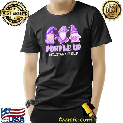 Purple Up For Military Kids Military Child Month Gnome T-Shirt