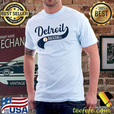 Retro Detroit Baseball Vintage Swoosh T-Shirt