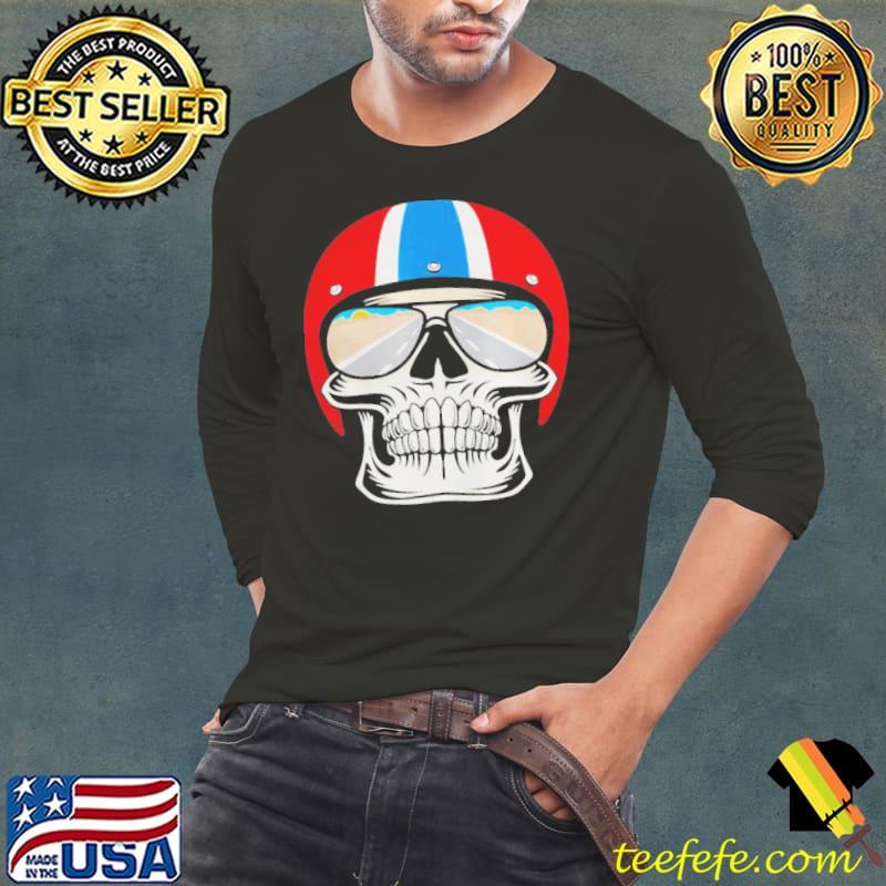 Retro skull with helmet and sunglasses Long Sleeve Tee Retro skull with helmet and sunglasses Long Sleeve Tee