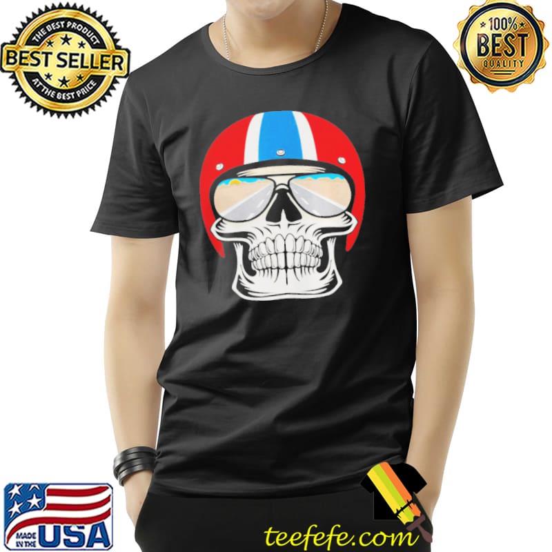 Retro skull with helmet and sunglasses shirt