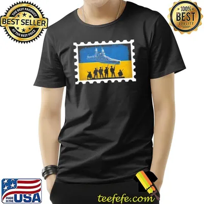 Russian warship Ukraine postage stamp flag shirt