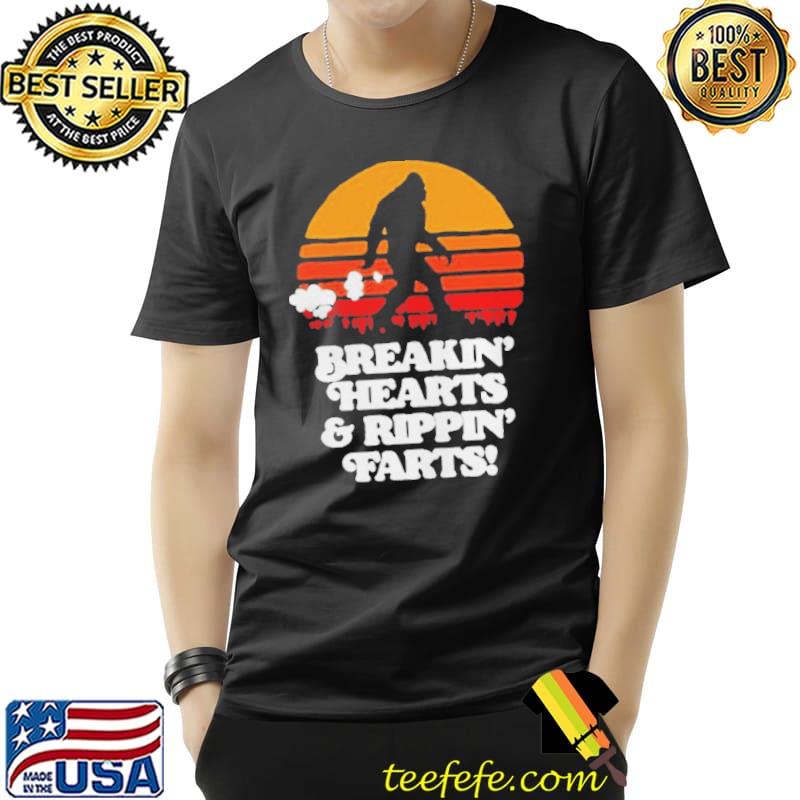 Sasquatch breaking hearts and ripping farts bigfoot sun shirt