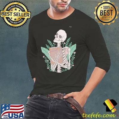 Skull reading bookworm shirt