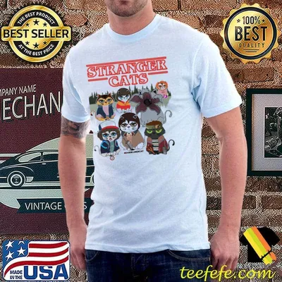 Stranger cats parody movie stranger things kitten shirt