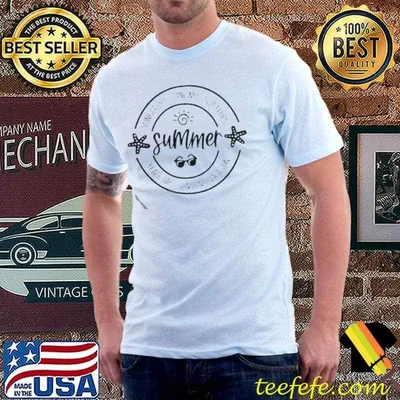 Sunglasses flip flops summer beach days sunshine vacation shirt